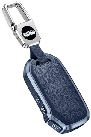 ontto Autoschlüssel Hülle Passt für Kia Rio Sportage Ceed Sorento Soul Cerato Forte NIRO Telluride K5 2020 2019 Autofernbedienung Cover Metall Leder Schlüsselhülle Schlüsselanhänger Schlüsselbox-Blau