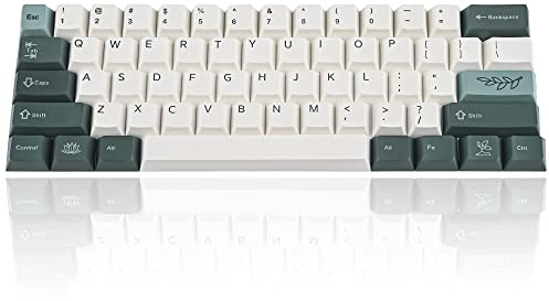 Guffercty kred 61-Key PBT Cherry Profile Keycaps 60 Percent Dye-sub with 6.25U Space Bar for Cherry MX Switch for 60% Mechanical Gaming Keyboard, Only Keycaps (72-Key Botanical)