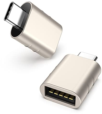 Syntech USB C auf USB Adapter(2 Stücke), Thunderbolt 3 to USB 3.0 Adapter Kompatibel mit iPhone 16 Pro Max MacBook Pro 2021/Air 2022 iPad Mini 6 iMac Surface Pro 8/X Go und mehr, Sternenlicht