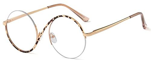 kachawoo Halber Rahmen Anti Blaulicht Brillen Weibliche Vintage Metall Brillen Optische Runde Gläser Rahmen Frauen