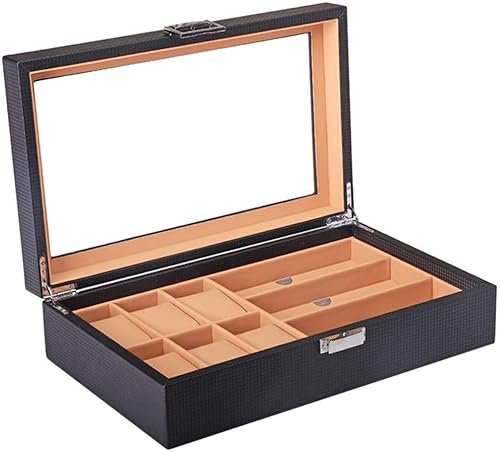 Uhr Box Gläser Lagerung Carbon Fiber Pu Leder Display Portable High Quanlity