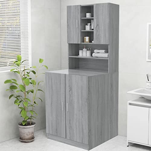 homiuse Armario de Lavadora 70,5x25,5x90 cm Armario para Lavadora Muebles para BañO Mueble para Lavadora Mueble Lavadora Mueble sobre Lavadora Armario para Lavadora Armario Lavadora Gris Sonoma