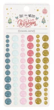 Craftelier - Enamel Dots All You Need Is Christmas | Mini Självhäftande klistermärken med pärlemorfärgad finish för Scrapbooking Project Decor och Hantverk | Inkluderar 72 stycken Färger