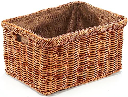 Kobolo Holztrage Holzkorb für Kaminholz - Rattan Lacak mit abnehmbarem Leinenstoff