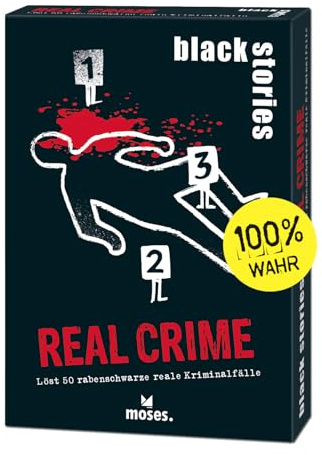 Moses. Black Stories Real Crime - 50 Rätsel rund um Reale Kriminalfälle, Krimi Kartenspiel mit Spielvariante und Punktechips, Rätselspiel für Jugendliche und Erwachsene