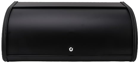 Asixxsix Metal Bread Box, Large Capacity Bread Storage Container with Lid Keep Freshness Black Frosted Bread Bin Holder Corner Bread Box for Kitchen Countertop, Dry Food Save