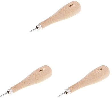 3 Set 1 Stück Holzgriff Leder Stitcher Nähen Ahle für Leder Handwerk 4mm