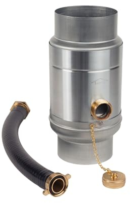 zbs24 Zink Regenwassersammler 100mm Set 1, Wassersammler mit automatischer Füllstop, mit Schlauchverbindung 30cm für Auffangbehälter, Made in Germany, 85% Wasserertrag