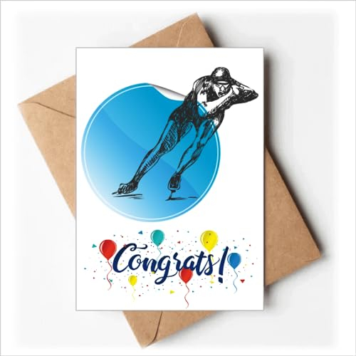 Wintersport Eislaufen Blau Aquarell Hochzeit Karten Glückwunsch Gruß Umschläge