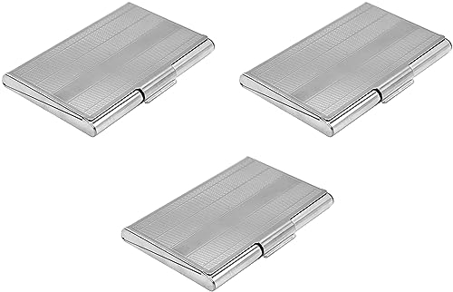 Stephanie Imports Set von 3 schlanken und minimalistischen Metall Visitenkartenhalter Unisex Hülle (Silber Diamant Gitter)