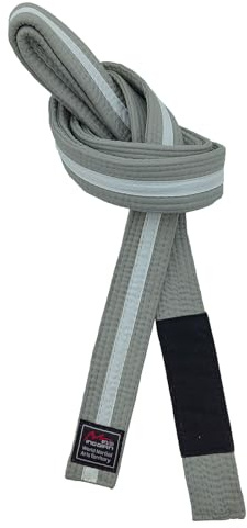 Cinturones brasileños de Jiu-Jitsu para jóvenes, sistema de grado BJJ menores de 16 años, ancho de 4 cm, color blanco, gris, amarillo, naranja y verde, Gris-blanco, 220cm