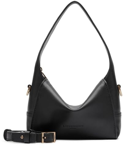 LIEBESKIND BERLIN Leder Handtasche Umhängetasche Lou 2 Calf Optic Hobo Bag Black schwarz