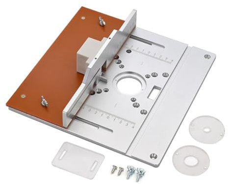 Piastra di inserimento per fresatrice elettrica in alluminio per fresatura del legno con guida per calibro per mitra, set per da tavolo, banco da , facile da installare