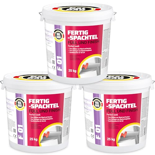 Fertigspachtel Füll Finish Q1-Q4, Fugenspachtel Innen 75kg, Perfekt Weiss, Glätten Verfugen GK Platten Halbau F01