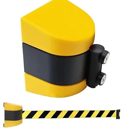 YHJLZNA Magnetische Einziehbare Gürtelbarriere Zur Wandmontage, 10 M Einziehbare Gürtelbarriere, Schwarzer Und Gelber Sicherheitsgurt, Für Den Innen Und Außenbereich