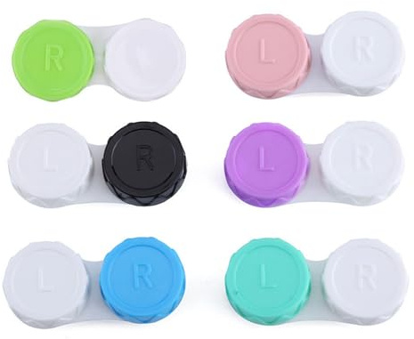 Hrlace Kontaktlinsenbehälter Set 10 Stück für weiche/Harte Linsen Auslaufsicher Reise Kontaktlinsenbehälter Bunt Aufbewahrungsbox tragbarer Kontaktlinsendose für Zuhause und Reisen Gemischte Farben