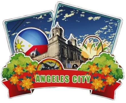 Kühlschrankmagnet, Motiv: Angeles City, Philippinen, Holz, 3D-Sehenswürdigkeiten, Reise, Sammlerstück, Souvenirs, Dekoration, handgefertigt, 4638