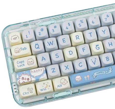 Catekro 144 Keys MOA Profile Blue Cat Theme Keycaps Set for 60/75/87/96/100/104/108 Percent Mechanical Keyboards