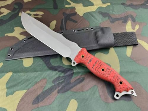 Genérico TEERMA PA6 Cuchillo Supervivencia Caza Monte bushcraft Camping Outdoor Campo - Con vaina cutánea, Se utiliza principalmente para la caza y el senderismo.