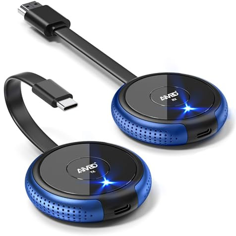 Trasmettitore USB C Wireless e Ricevitore HDMI, Adattatore Display AIMIBO 5G HDMI per Streaming Video da MacBook, iPad, iPhone 15/16, Camera a HDTV, Monitor, Nessuna app/Bluetooth Necessaria