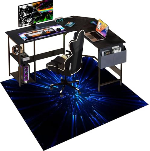 Gaming Bodenschutzmatte für Hartböden 140 x 160 cm Kratzfest Bodenmatte Stuhlunterlage rutschfest Gaming Bürostuhl Stuhlmatten Schreibtischstuhl Unterlage für Parkett, Laminat, Hartböden, Teppiche