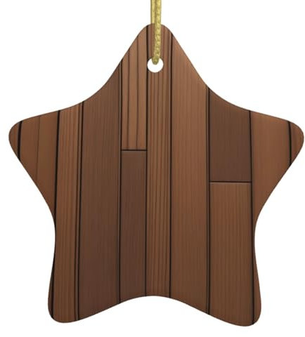 YYHWHJDE Weihnachten Keramik Stern Anhänger für festliche Dekoration braun Holzbild