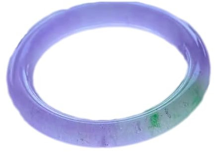 Armreif aus natürlicher grüner Jade, für Damen, lila-grünes, rundes Armband, Einheitsgröße, Achat