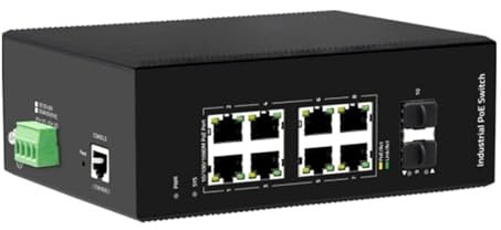 Hookurity Switch Industriale su Guida DIN Gigabit Ethernet IP40 con Supporto su Guida DIN e Montaggio a Parete Switch Poe Ethernet Industriale gestito Gigabit a 10 Porte da 48-55 V