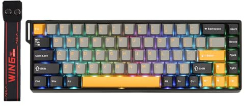 EPOMAKER Aula WIN68 HE 65% Kabelgebundene Magnetische Tastatur mit Einstellbarer Betätigung, Hall-Effekt-Tastatur mit 0,3ms Latenz, 8000 Hz Polling Rate, Hot-Swap, für Win/Mac (Grau&Gelb)