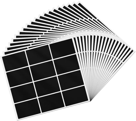 YIKIADA 240 Stück Schwarz Rechteckig Etiketten 50 × 76 mm Vinyl Klebe Beschreibbar Selbstklebend Wasserdicht Aufkleber für Name Tags Adresse Umzug Büro