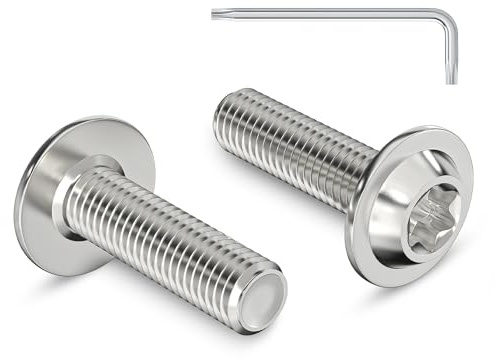 Zuyya 20 Stück M6 x 20 mm Linsenkopfschrauben mit Flansch, M6 Schrauben | Torxantrieb, Edelstahl A2 V2A Schrauben, Torx Schrauben Vollgewinde mit Torx Schlüssel