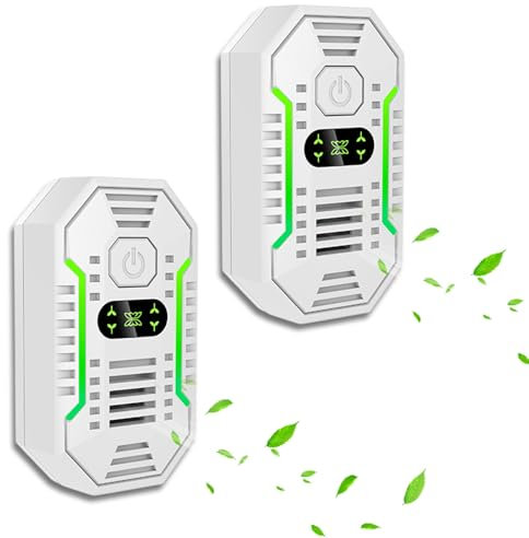 Air Purifier for Bedroom and Smokers, 2-Pack Plug-In Negative Ion Air Purifier, Mini Ioniser for Home, Quiet Odour Remover for Pets, Offices, Bathrooms, and Kitchens