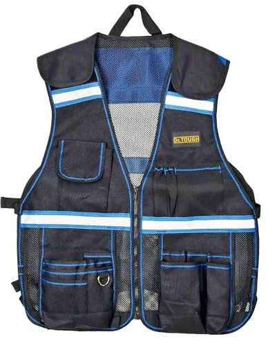 Dr.TOUGH Work Vest for Men Reflective Vest Black Safety Vest for Men Tool vest For Carpenters Electrician (Blue)