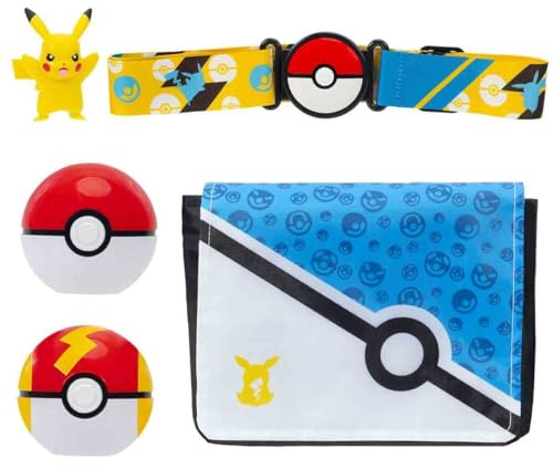 Pokémon Juego de canana Pikachu Clip ‘N’ Go Figura de acción Pikachu de 5 cm con Poké Ball y Bola Rápida así como cinturón y canana temáticos