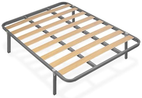 habithor - Somier de Láminas de Chopo con Estructura de Acero y Patas Incluidas | Medida: 150x200 cm | Altura 35 cm | Refuerzo Central | Fabricado en España