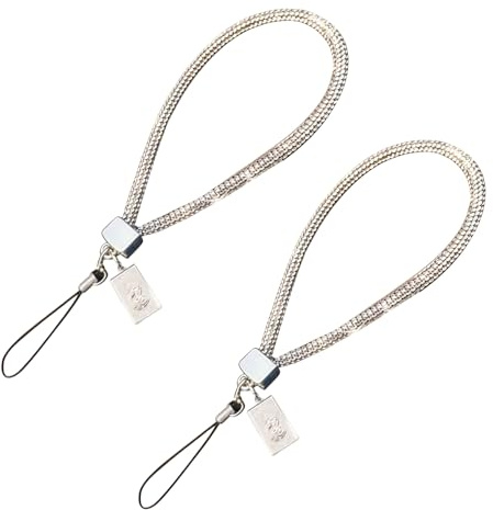 2Pcs Silver Short Crystal Phone Lanyard Full Diamond Pendant Wrist Strap Bling Wristlet Keychain Strap for Wallet Bag Credit Card Holder,Convenient to Carry and Use,Cell Phone Lanyard Wrist Straps