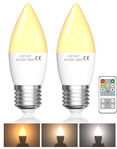 Lustaled Lot de 2 Ampoule E27 Telecommande, Ampoules LED 4W avec Télécommande Dimmable, Equivalent 40W, Minuterie & 3 Couleurs 3000K/4000K/6000K, Ampoule Connectée Économique pour Lampes
