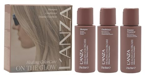 L'ANZA Healing Colorcare Mini Hair Care Kit, Color-Safe Shampoo, Conditioner & Trauma Treatment Leave-In for Dry, Damaged or Treated Hair, Anti-Fade Formula Moisturizes, Adds Vibrance & Shine