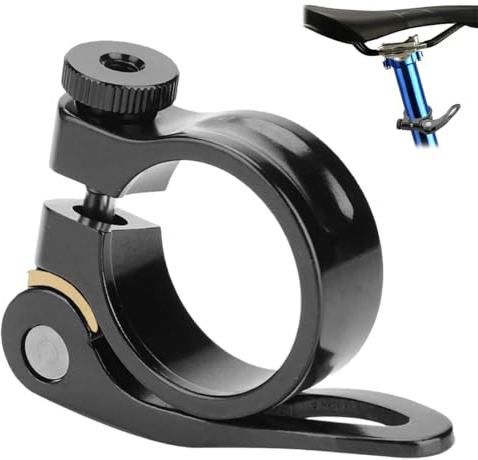 Fahrrad Sattelkloben, Fahrrad Sattelklemme mit Schnellspanner Aluminium Legierung Sattelklemme, Schnellspanner Sattelstütze Sattelstützenklemme für MTB und Rennrad, Schwarz, 34,9mm