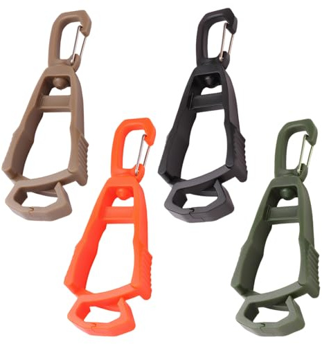 4 Stück Handschuhhalter mit 360° Drehgelenk - Handschuh Clips für Gürtel, Robustes Halterungssystem für Feuerwehr, Baustelle & Outdoor, Ideal für Handschuhe, Mützen & Werkzeuge