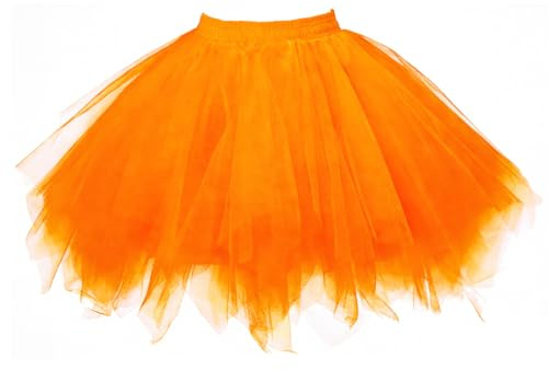 Tomedeks 1 Stück Tüllrock Damen Tütü damen Karneval Klassisch Rock Kostüm Tüllrock 50er Puffy Tütü Röcke Tüll Tanzkleid Rock Ballettrock（Orange）