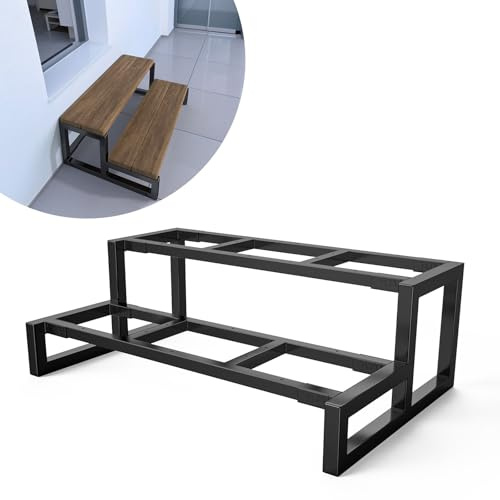 Fianco scala in legno, Scala a 2 gradini per esterni, Gradini autoportanti per uso intensivo per giardino, patio