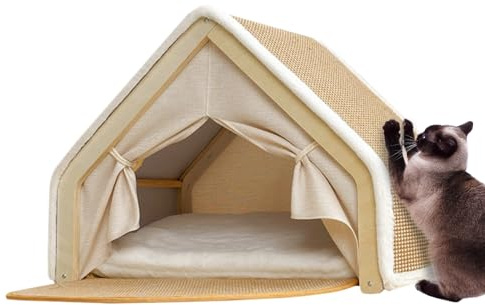 Katttält - Bärbart husdjurshem, Gömställe utomhus | Mysig kattlekstuga, hopfällbar sovhåla, viloplats kattungar, resecampingmiljö, mjuk innesluten säng, Small Animal Comfort House