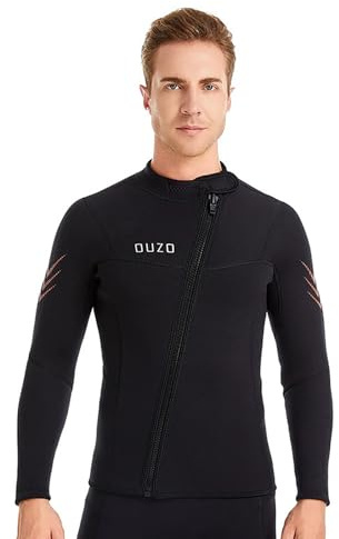 C,M,Chaqueta de Traje de Neopreno para Hombre, 3 mm con Cremallera Frontal, Manga Larga, Parte Superior para Natación, Snorkel, Buceo y Kayak