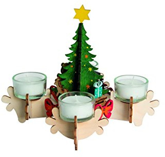 Drevhållare Kuhnert – Hobaku pysselset/adventskrans/värmeljushållare – julgran – av trä för montering – tillverkad i Tyskland