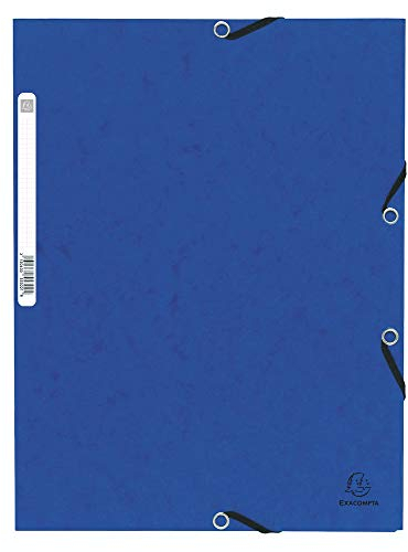 Exacompta 55300E Premium Eckspanner-Mappe. Aus extra starkem Colorspan-Karton DIN A4 mit 2 Gummizügen blau Sammelmappe Dokumentenmappe ideal für Büro und Schule