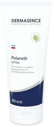 DERMASENCE Polaneth Lotion, 200 ml, Körperpflege gegen Juckreiz, beruhigt trockene Haut, zieht schnell ein, mit Urea, parfümfrei, ideal für Altershaut und Neurodermitis, vegan