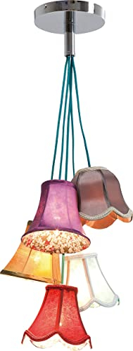 Kare Design Hängeleuchte Saloon Flowers 5 Lampenschirme, Bunt, 92x45x45cm (H/B/T)