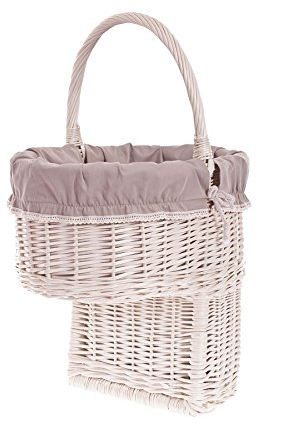 e-wicker24 Treppenkorb für die Zeitungen, Weidenkorb auf die Treppen, Zeitungskorb aus Weide, Zeitungsständer, Weidenkorb für Zeitschriften (Cremefarben)