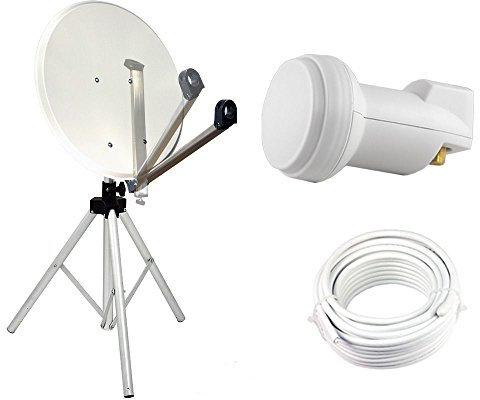 Camping Kit installation satellite Miroir 65 cm avec LNB Trépied à accoudoirs Câble Full HD HDTV Sky